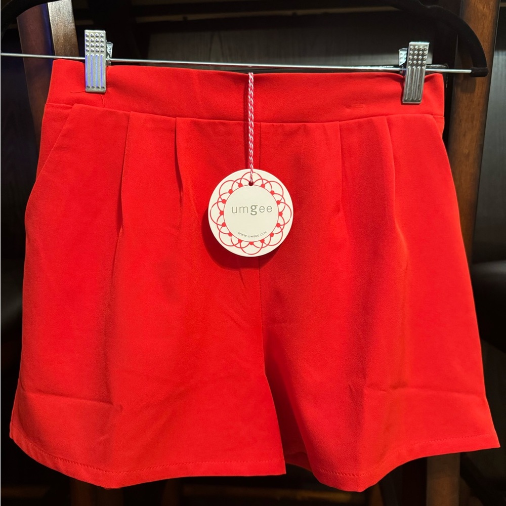 Umgee Red High Waist Tailored Shorts
